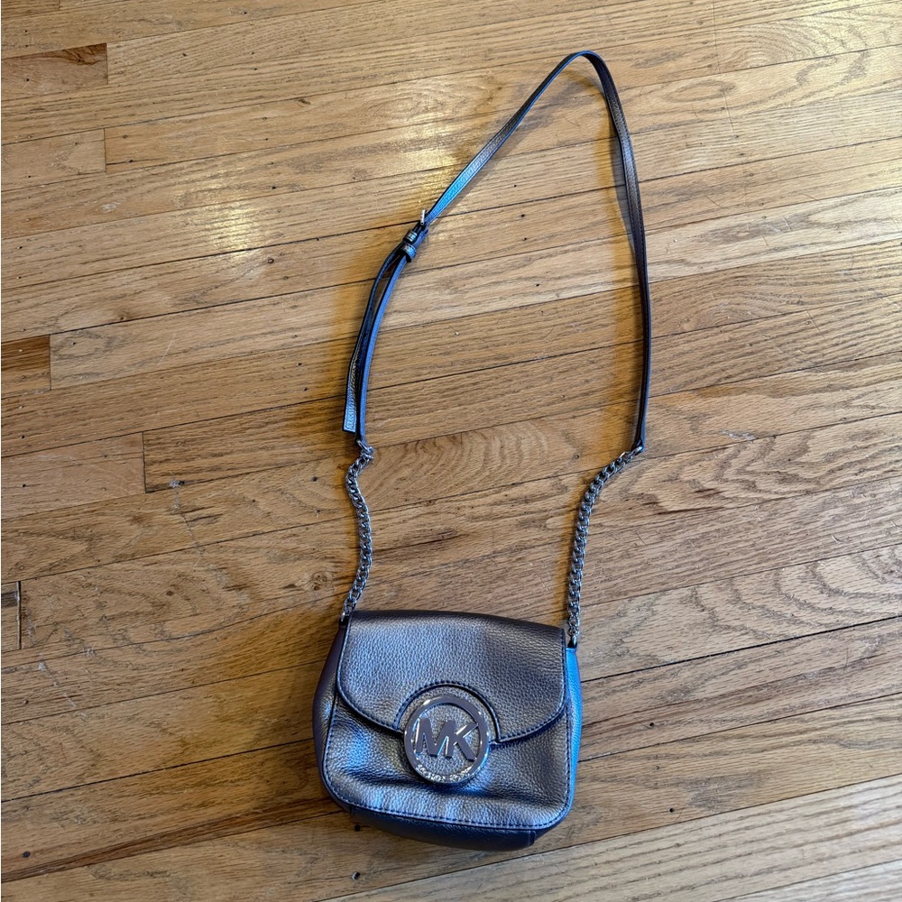 Michael Kors Metallic Leather Crossbody Bag w/ Chain Strap